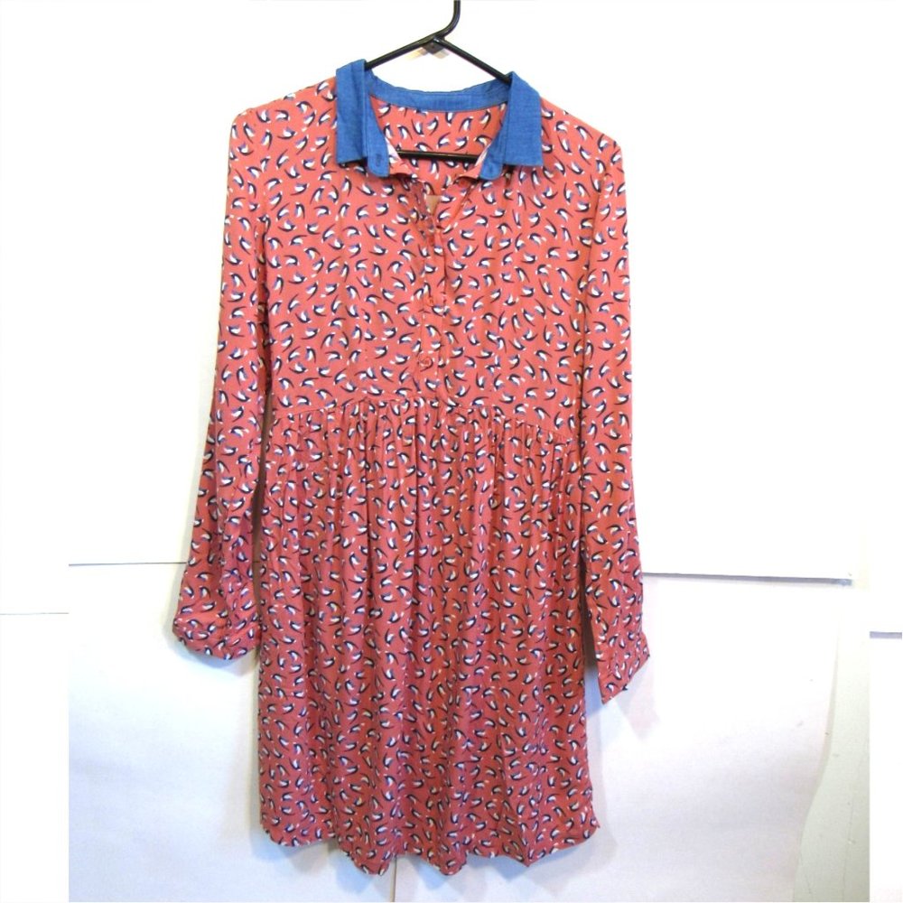 Modest Long Sleeve Midi Dress Novelty Print